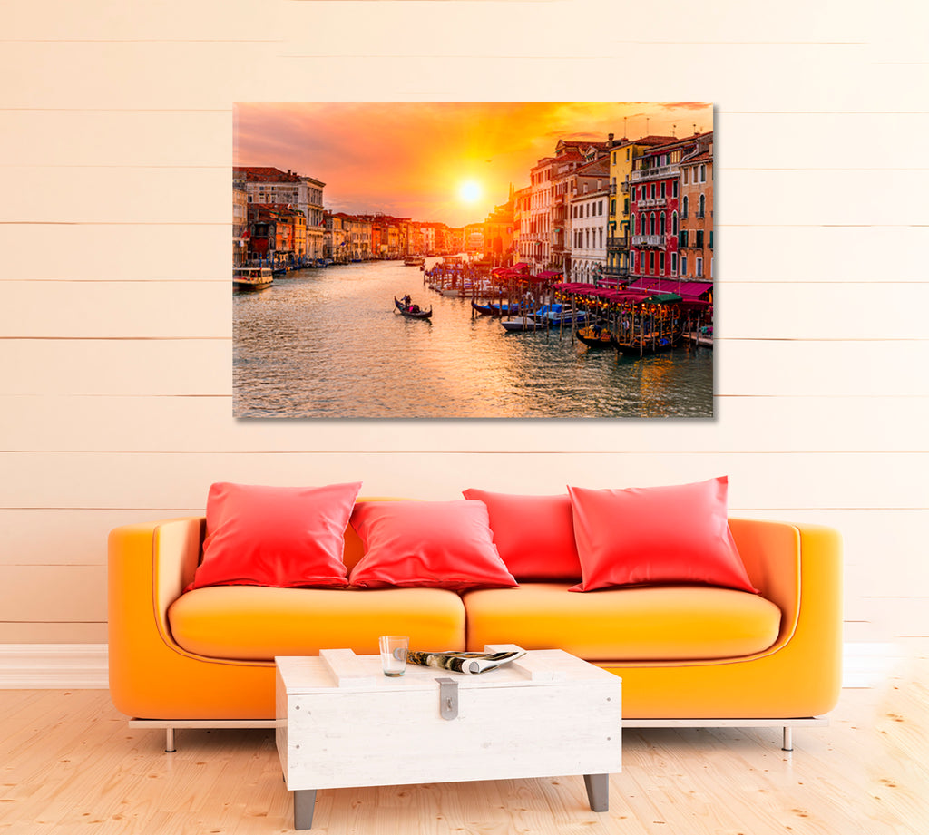Sunset over Grand Canal Venice Canvas Print ArtLexy 1 Panel 24"x16" inches 