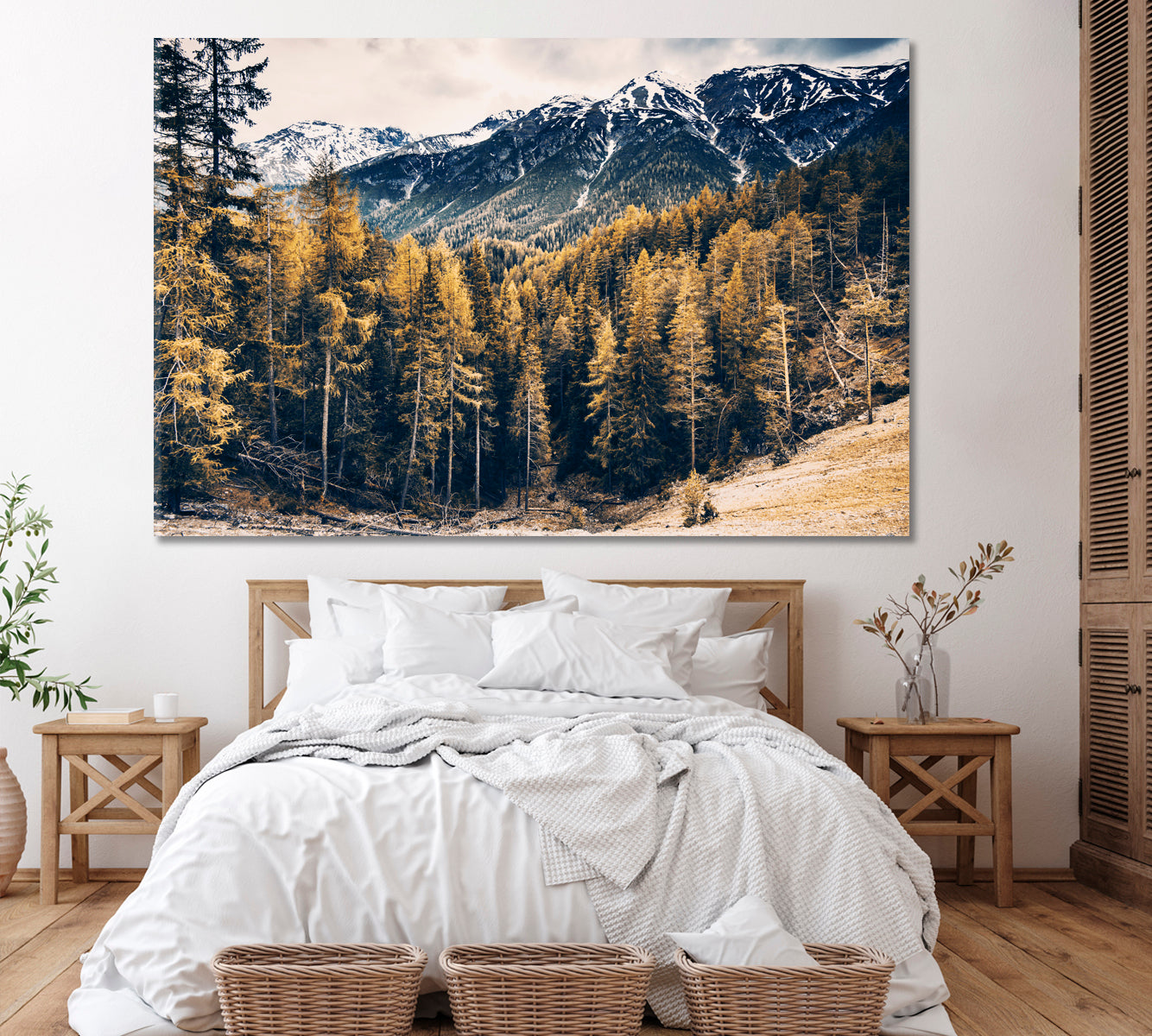 Mountain Forest in Autumn Canvas Print ArtLexy 1 Panel 24"x16" inches 