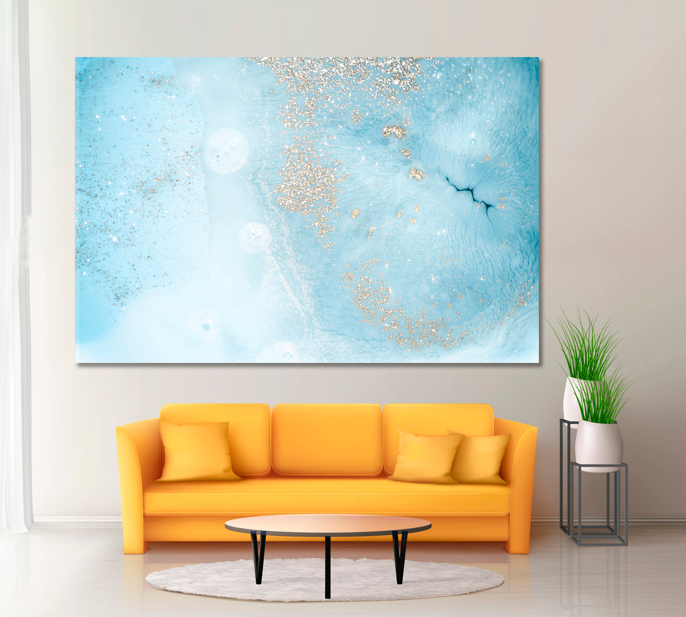 Beautiful Marble Effect with Gold Powder Canvas Print ArtLexy 1 Panel 24"x16" inches 