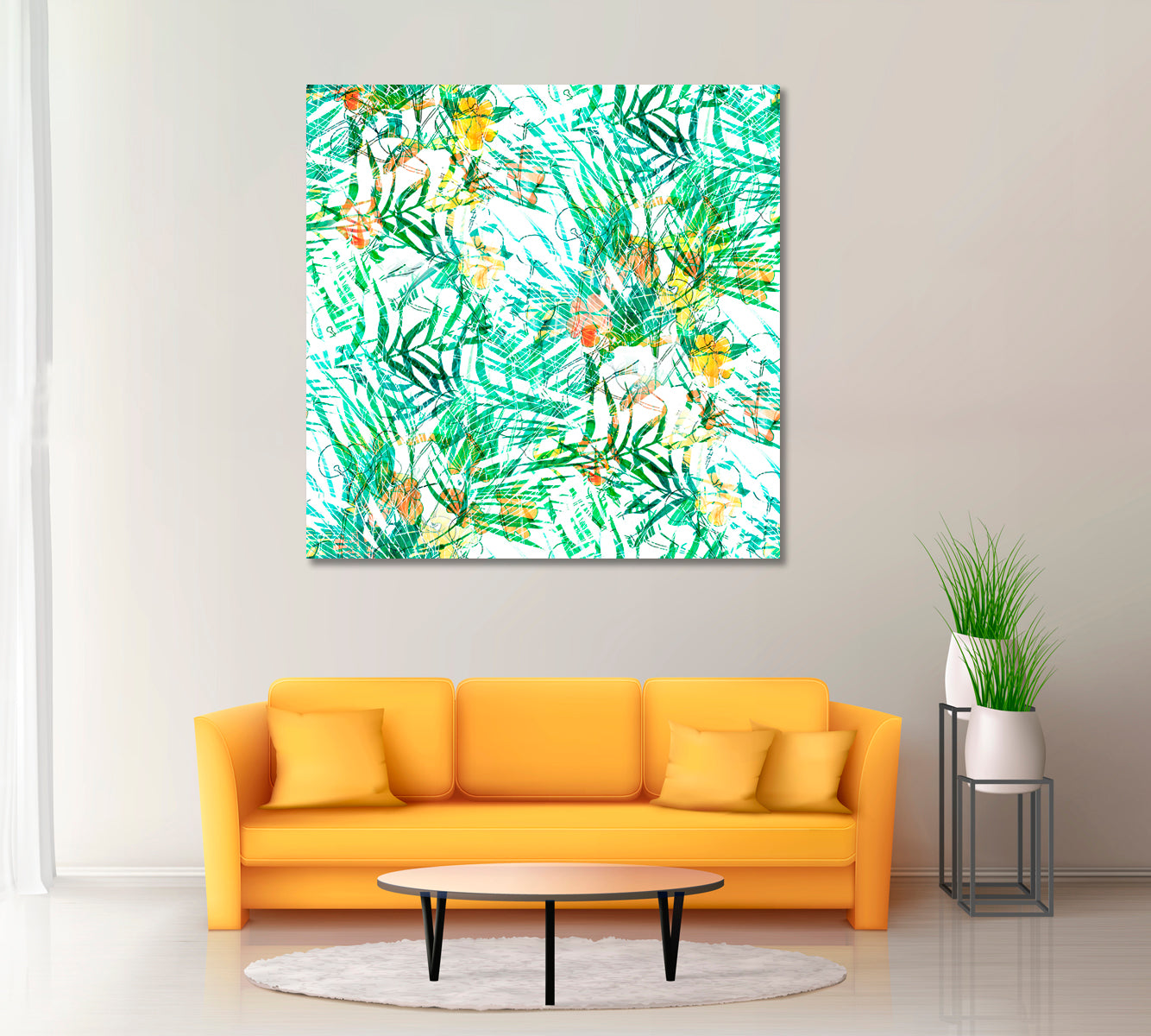 Abstract Tropical Palm Leaves Canvas Print ArtLexy 1 Panel 12"x12" inches 