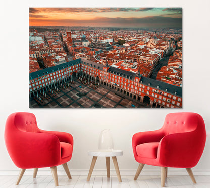 Madrid Plaza Mayor Spain Canvas Print ArtLexy 1 Panel 24"x16" inches 