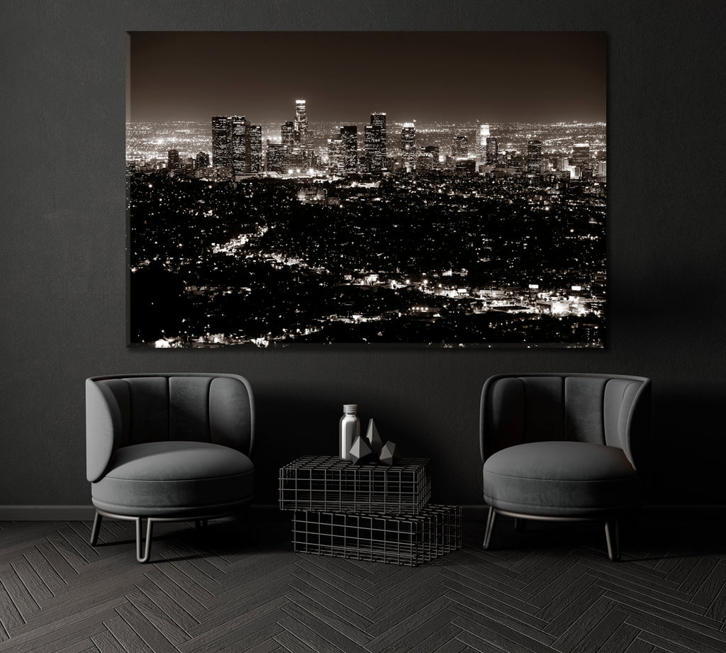 Los Angeles at Night Canvas Print ArtLexy 1 Panel 24"x16" inches 