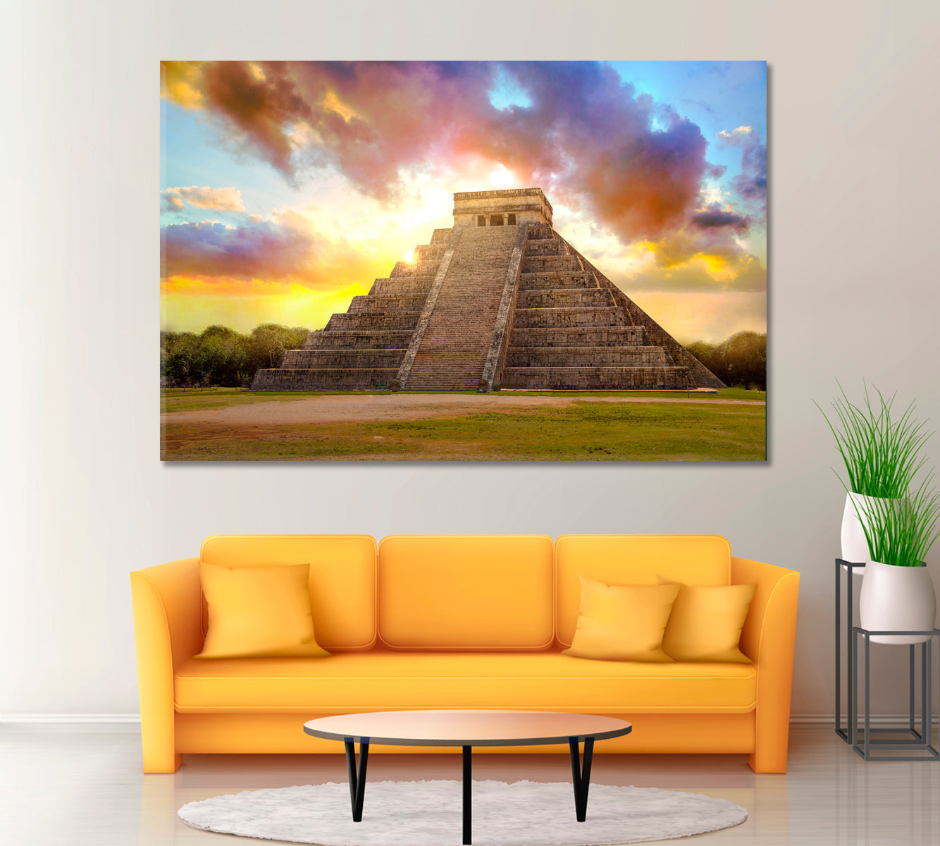 Mayan Pyramid Kukulcan El Castillo Mexico Canvas Print ArtLexy 1 Panel 24"x16" inches 