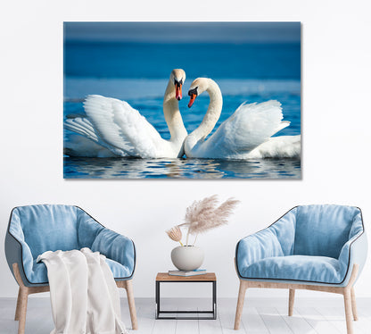 Beautiful Swan Couple Canvas Print ArtLexy 1 Panel 24"x16" inches 
