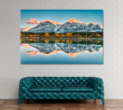 Mount Kidd Reflected In Wedge Pond Alberta Canada Canvas Print ArtLexy 1 Panel 24"x16" inches 