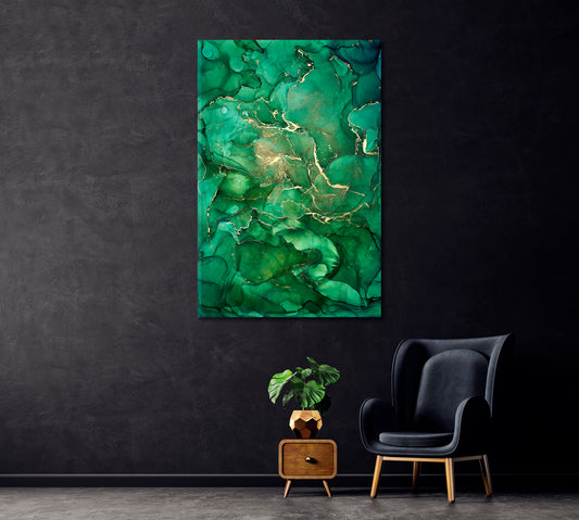 Abstract Green Fluid Marble Canvas Print ArtLexy 1 Panel 16"x24" inches 