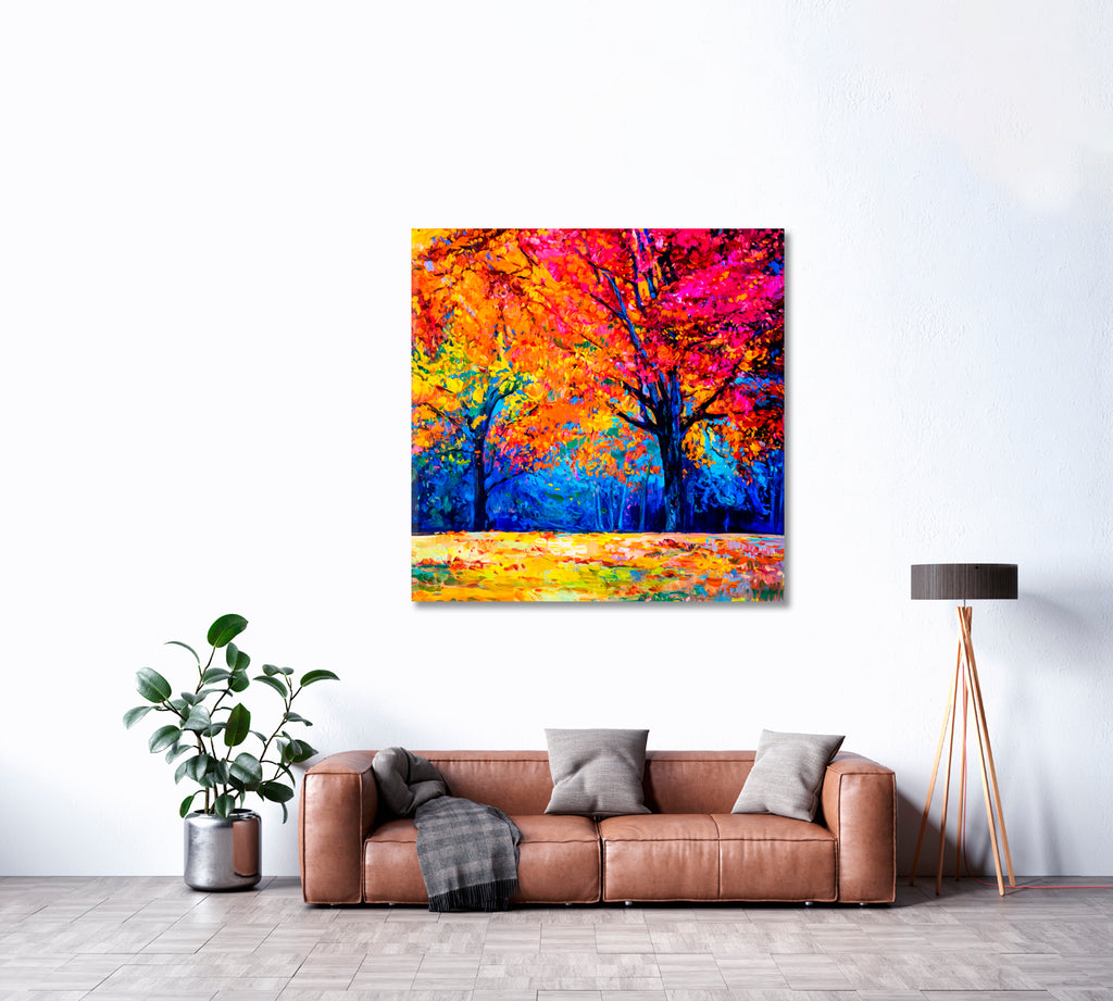 Colorful Autumn Trees Canvas Print ArtLexy 1 Panel 12"x12" inches 