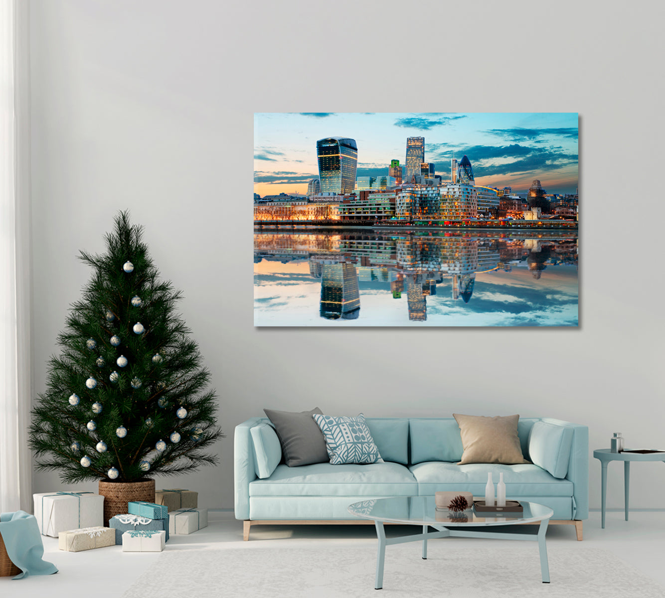 London City Skyline Canvas Print ArtLexy 1 Panel 24"x16" inches 