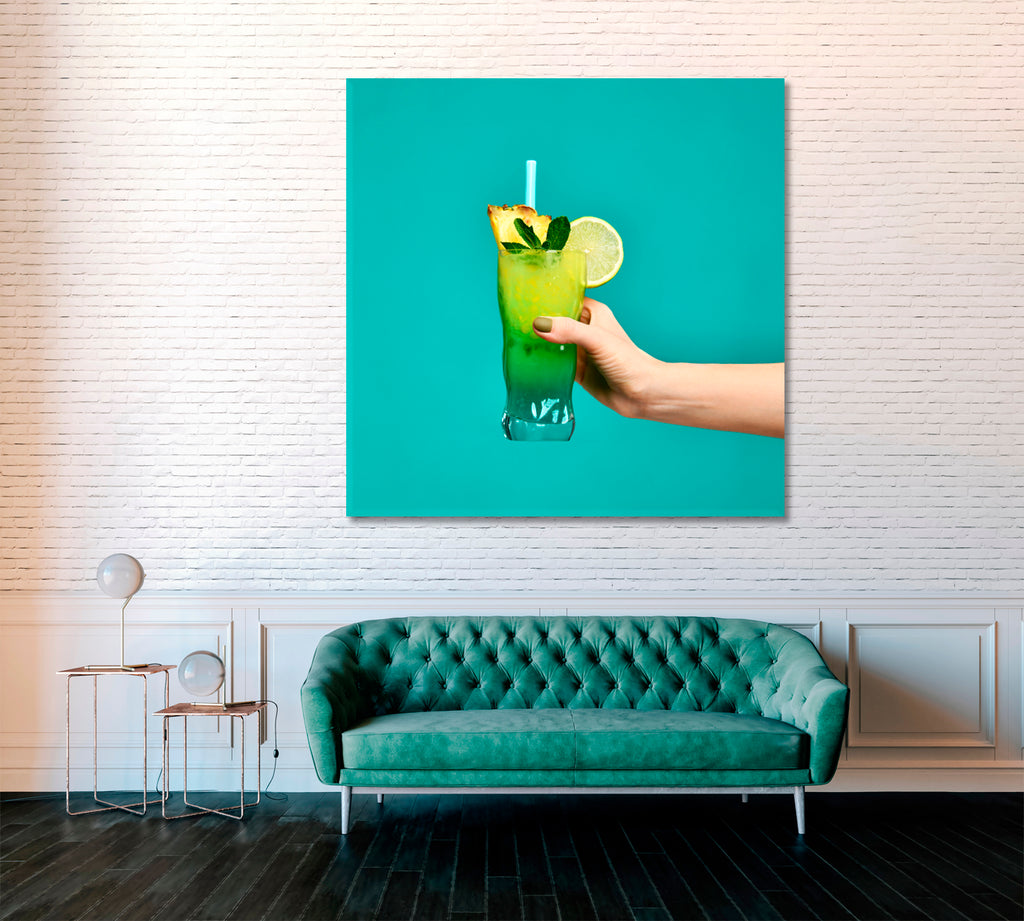 Summer Tropical Cocktail Canvas Print ArtLexy 1 Panel 12"x12" inches 