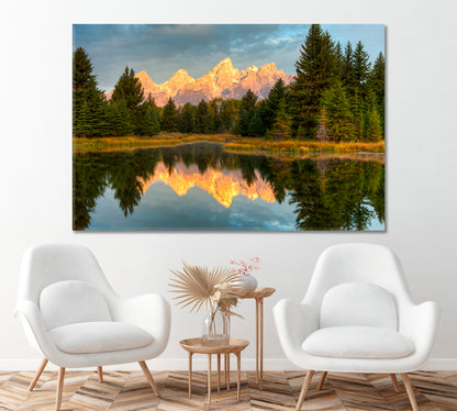 Grand Teton National Park. Mountain Landscape Canvas Print ArtLexy 1 Panel 24"x16" inches 