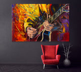 Jazz Guitarist Playing Guitar Canvas Print ArtLexy 1 Panel 24"x16" inches 