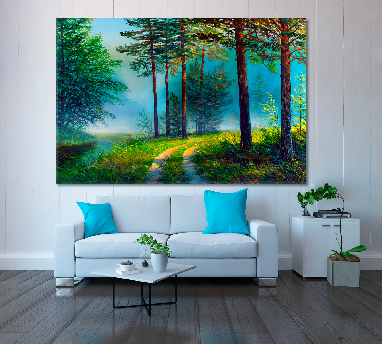 Colorful Summer Forest Canvas Print ArtLexy 1 Panel 24"x16" inches 