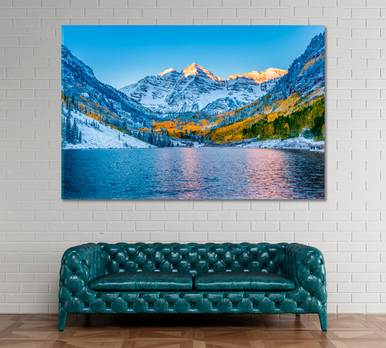 Maroon Bells Mountain Peaks Colorado Canvas Print ArtLexy 1 Panel 24"x16" inches 