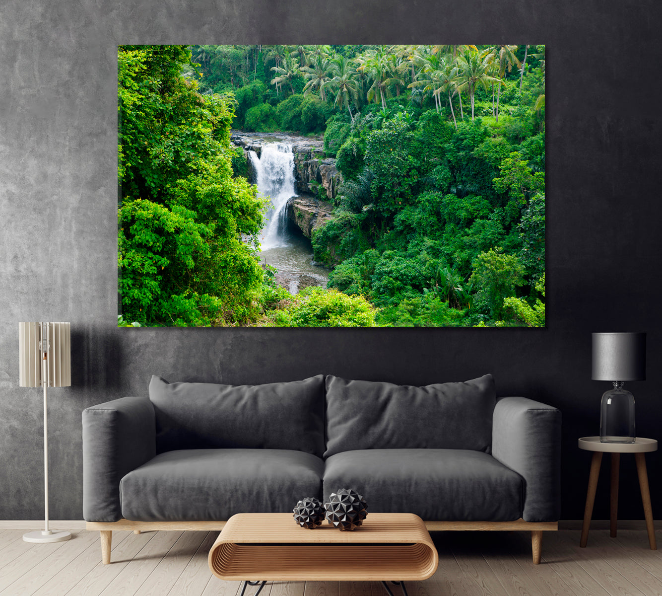 Jungle Waterfall Canvas Print ArtLexy 1 Panel 24"x16" inches 