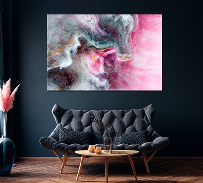 Abstract Pink Fluid Acrylic Pattern Canvas Print ArtLexy 1 Panel 24"x16" inches 
