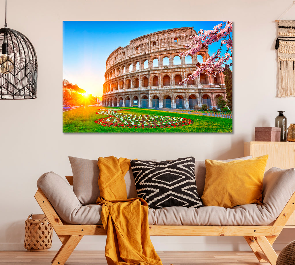 Colosseum at Sunrise Rome Canvas Print ArtLexy 1 Panel 24"x16" inches 