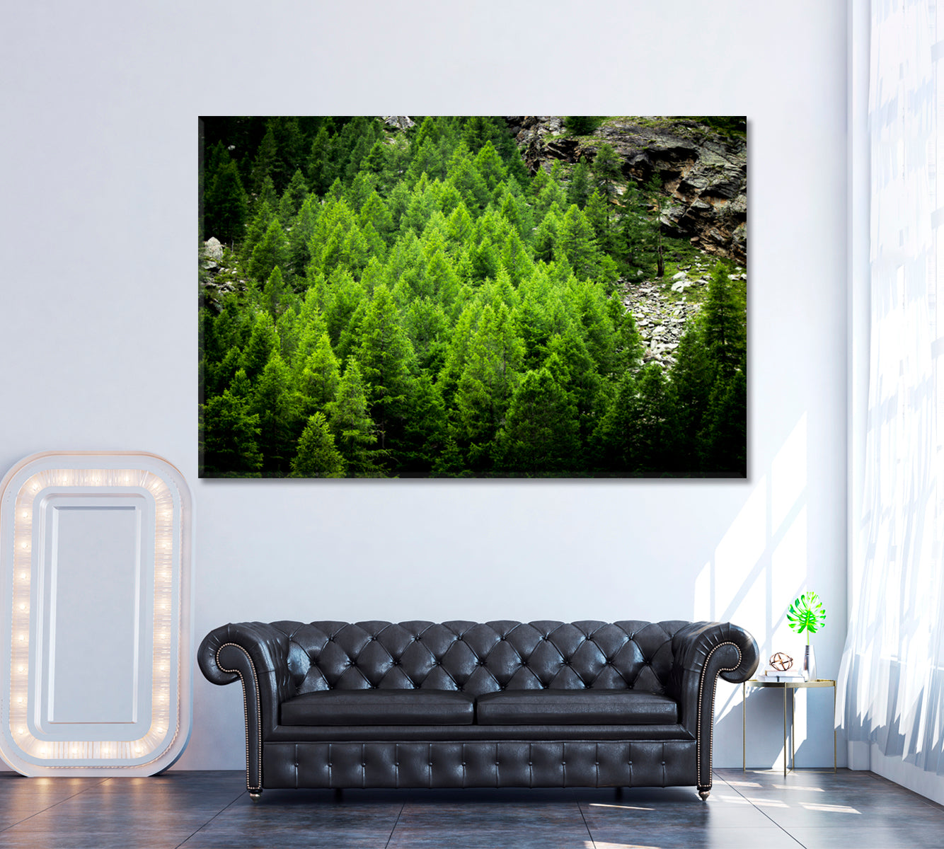 Pine Trees Forest Canvas Print ArtLexy 1 Panel 24"x16" inches 