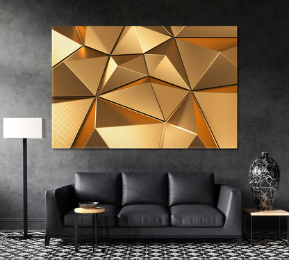 Abstract Gold Triangles Canvas Print ArtLexy 1 Panel 24"x16" inches 