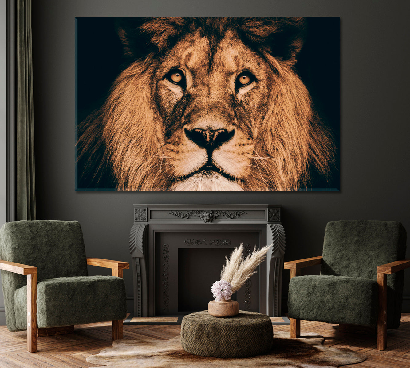 African Lion Portrait Canvas Print ArtLexy   