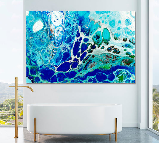 Blue Watercolour Liquid Pattern Canvas Print ArtLexy 1 Panel 24"x16" inches 