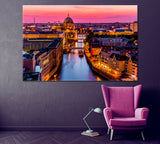 Berlin Skyline with TV Tower Canvas Print ArtLexy 1 Panel 24"x16" inches 