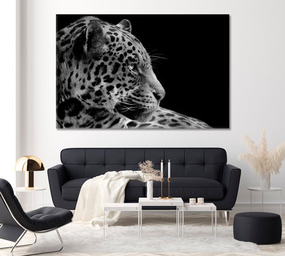 Jaguar in Black and White Canvas Print ArtLexy 1 Panel 24"x16" inches 