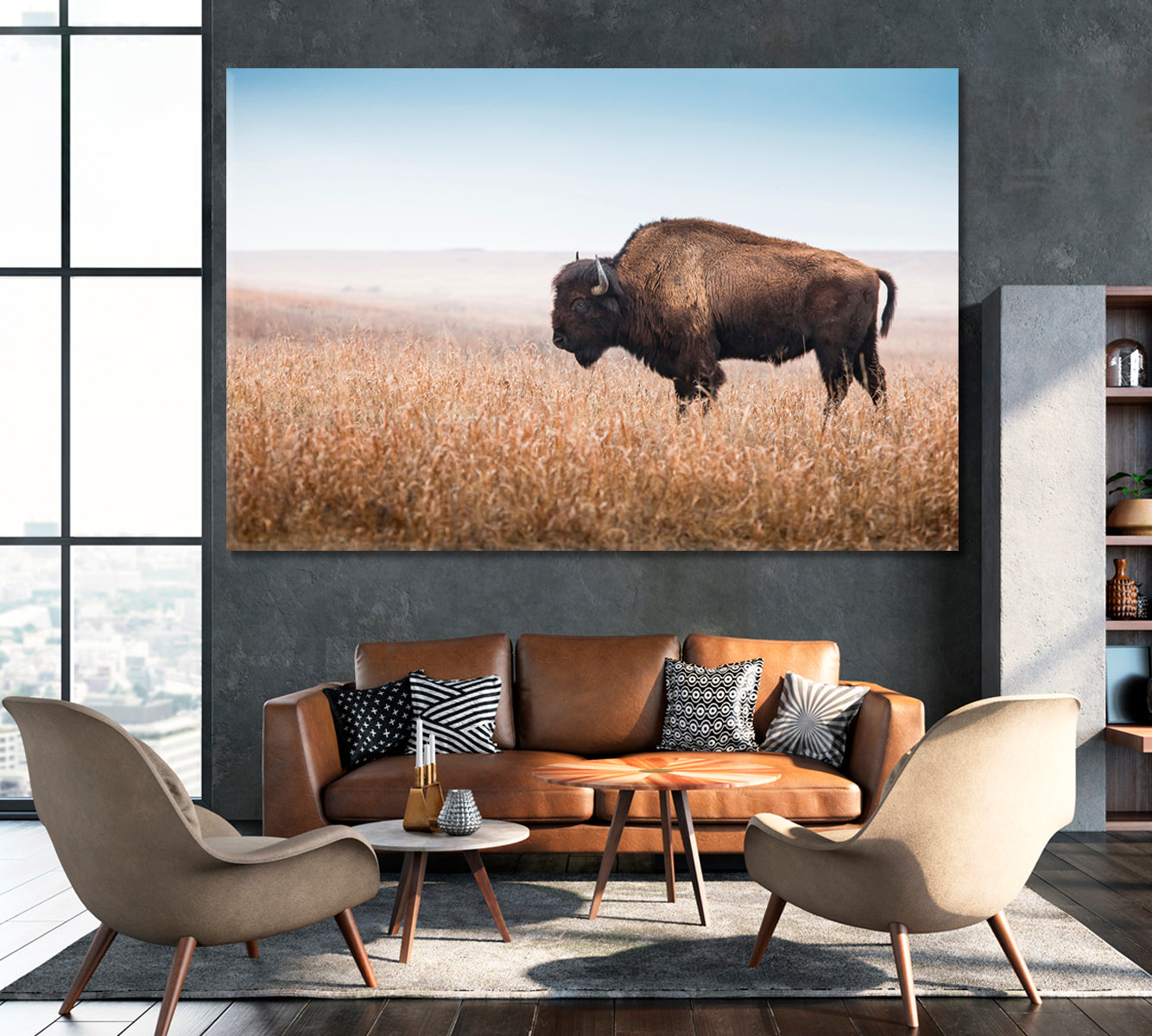 American Bison Canvas Print ArtLexy 1 Panel 24"x16" inches 