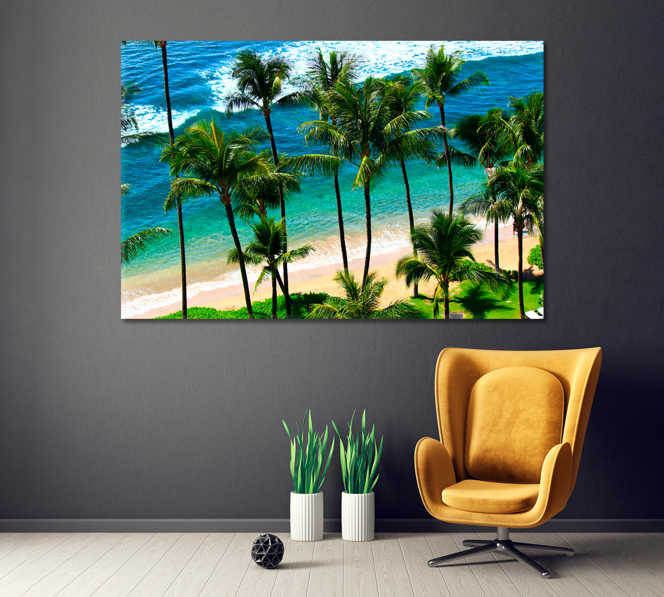 Hawaii Beach with Palm Trees Canvas Print ArtLexy   
