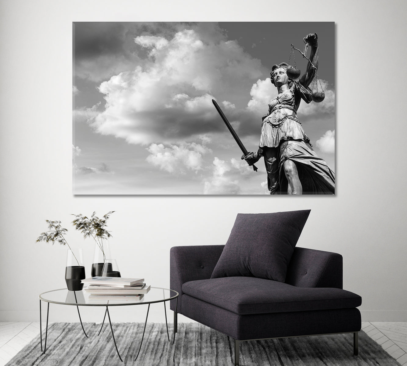 Statue Lady Justice Frankfurt Germany Canvas Print ArtLexy 1 Panel 24"x16" inches 