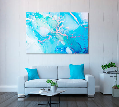Abstract Blue Ink Spots Canvas Print ArtLexy 1 Panel 24"x16" inches 