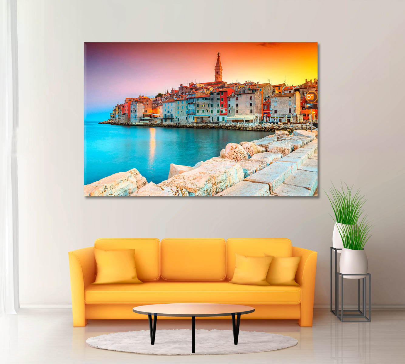 Beautiful Colorful Sunset Rovinj Croatia Canvas Print ArtLexy 1 Panel 24"x16" inches 