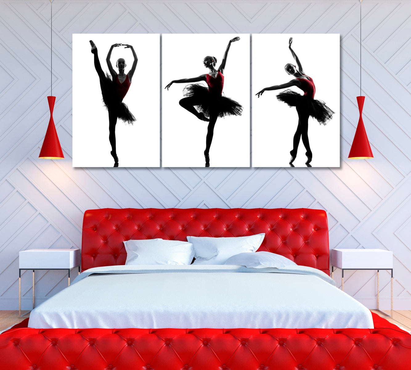 Set of 3 Ballerina Silhouette Canvas Print ArtLexy   