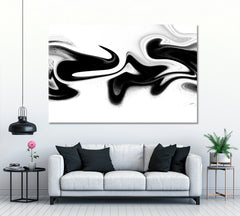 Abstract Black and White Swirls Canvas Print ArtLexy 1 Panel 24"x16" inches 