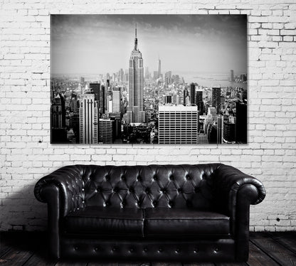 Lower Manhattan Skyline in B&W Canvas Print ArtLexy 1 Panel 24"x16" inches 
