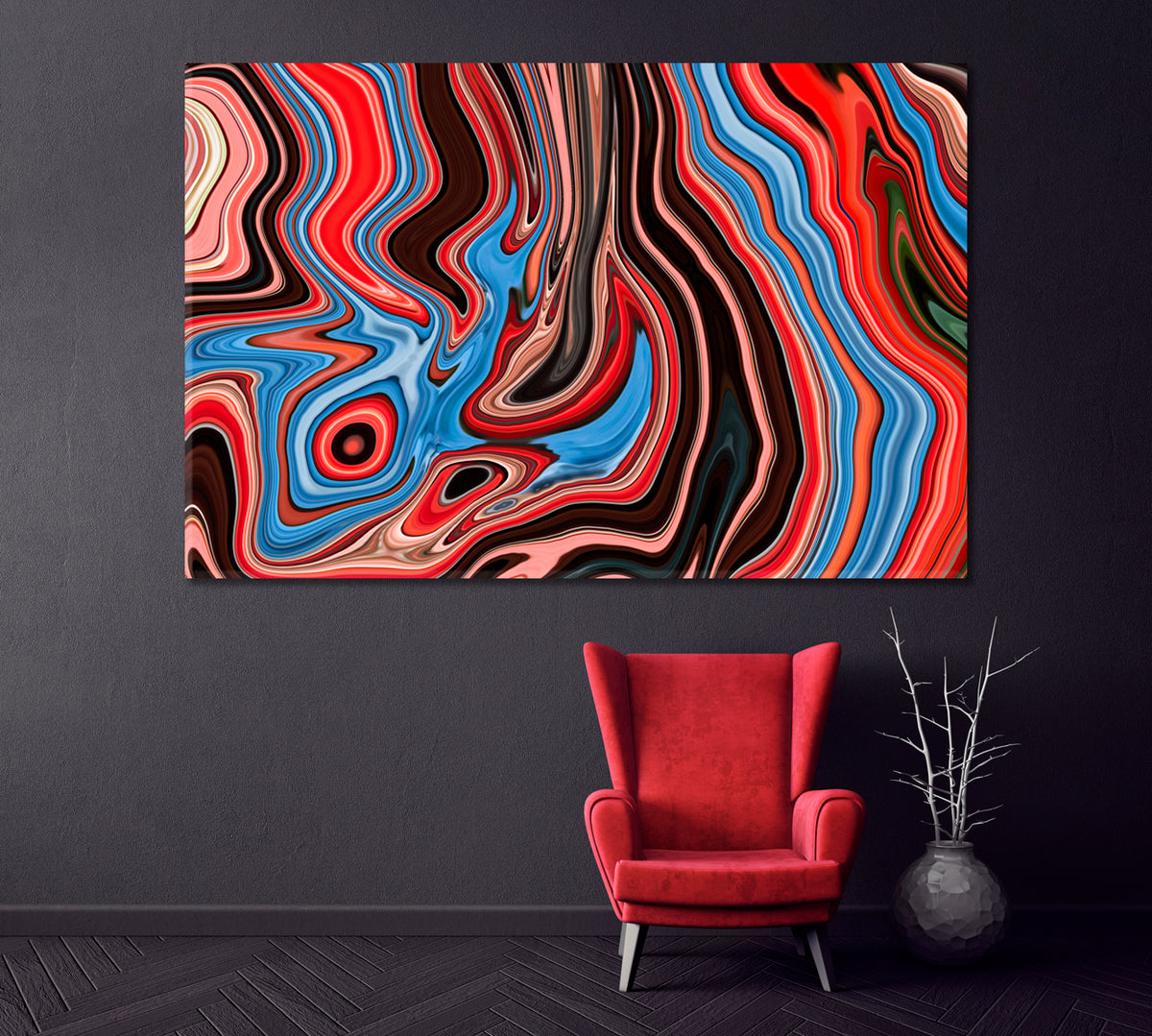 Colorful Marble Waves Canvas Print ArtLexy 1 Panel 24"x16" inches 