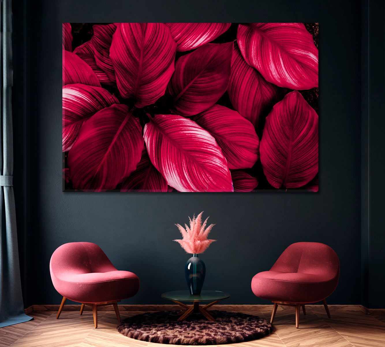 Red Leaves of Spathiphyllum Cannifolium Canvas Print ArtLexy 1 Panel 24"x16" inches 