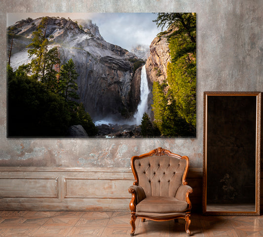 Yosemite Falls in Yosemite National Park California Canvas Print ArtLexy 1 Panel 24"x16" inches 