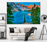 Moraine Lake and Rocky Mountains Alberta Canada Canvas Print ArtLexy 1 Panel 24"x16" inches 