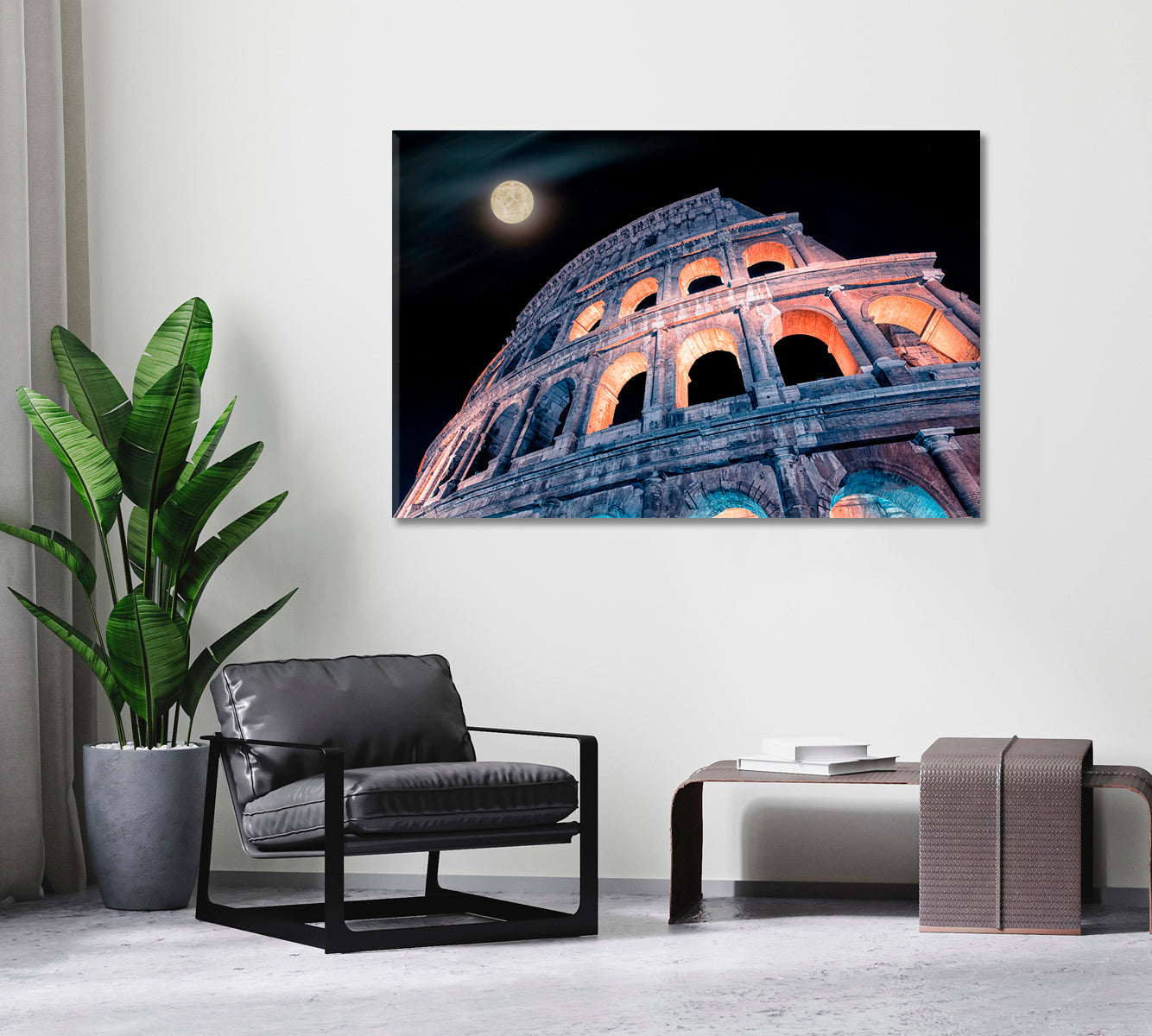 Rome Colosseum at Night Italy Canvas Print ArtLexy   