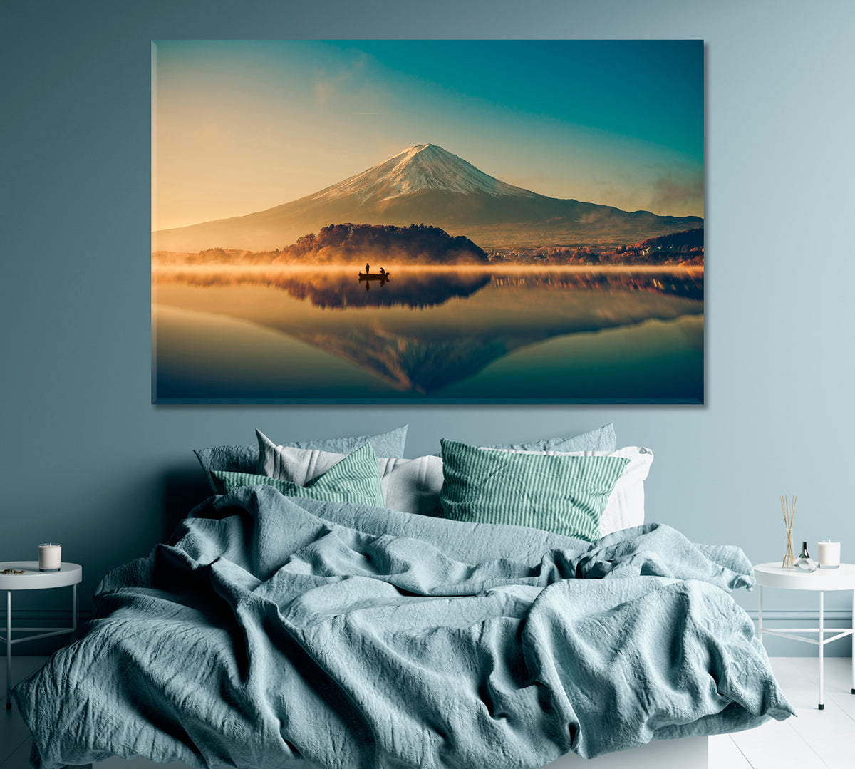 Mount Fuji and Lake Kawaguchiko at Sunrise Canvas Print ArtLexy 1 Panel 24"x16" inches 