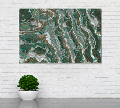 Abstract Green Onyx Waves Canvas Print ArtLexy 1 Panel 24"x16" inches 