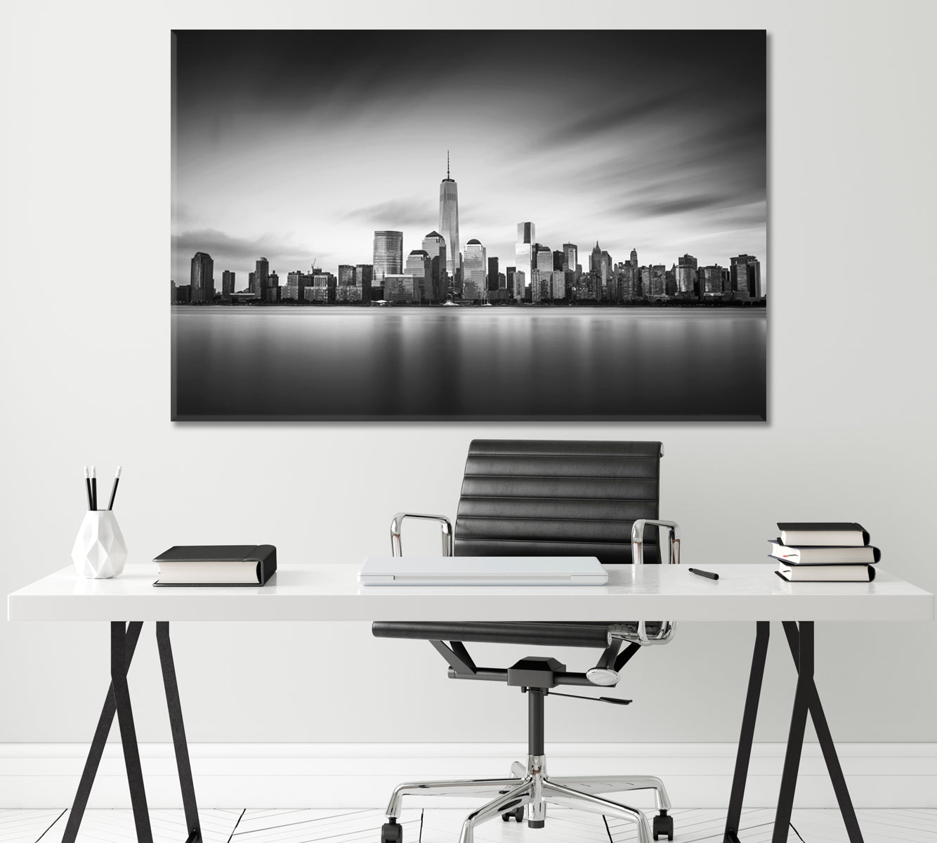 Lower Manhattan in Black and White Canvas Print ArtLexy 1 Panel 24"x16" inches 