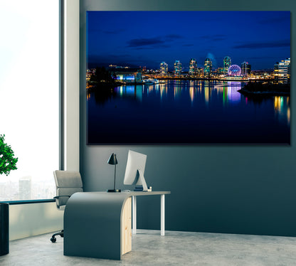 Vancouver City Skyline Canada Canvas Print ArtLexy 1 Panel 24"x16" inches 