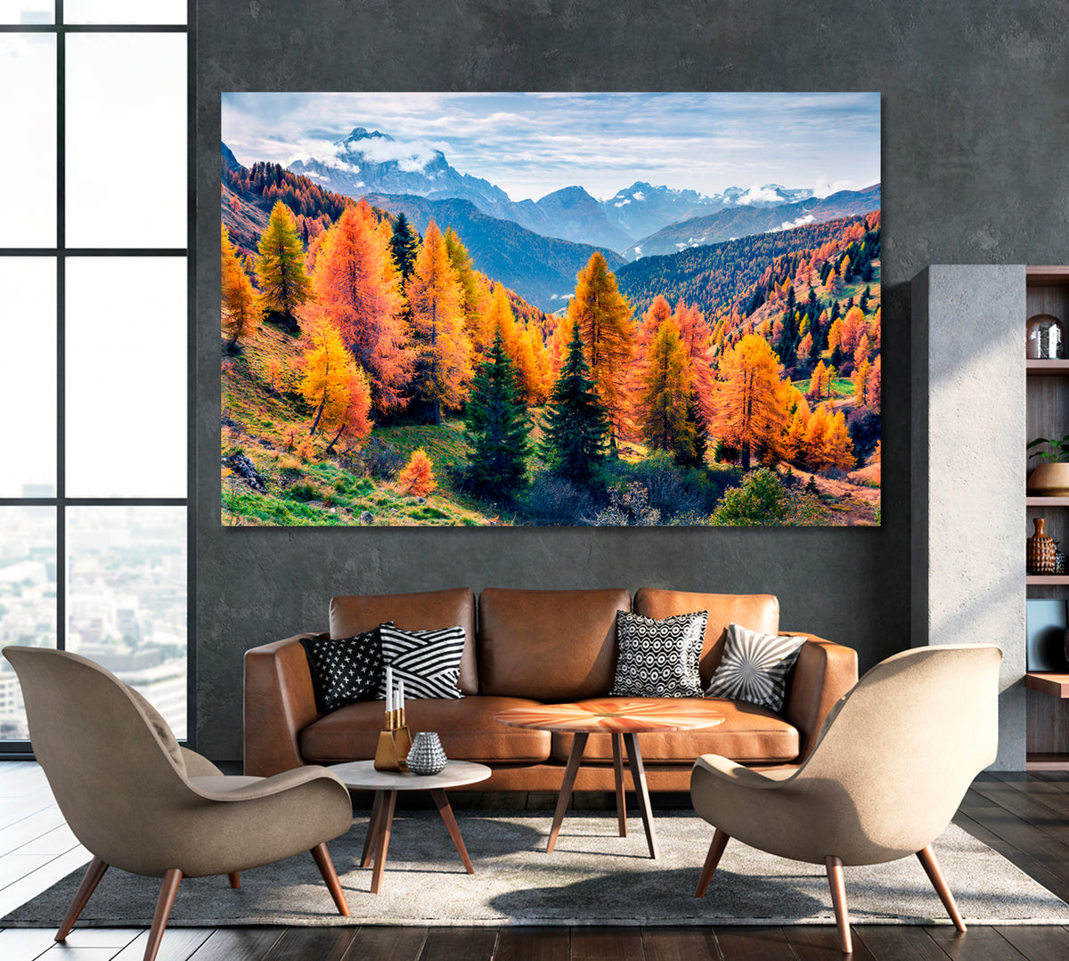 Dolomites in Autumn Italy Canvas Print ArtLexy 1 Panel 24"x16" inches 