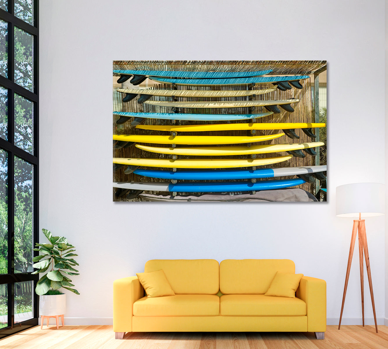 Surfboards On Beach Canvas Print ArtLexy 1 Panel 24"x16" inches 