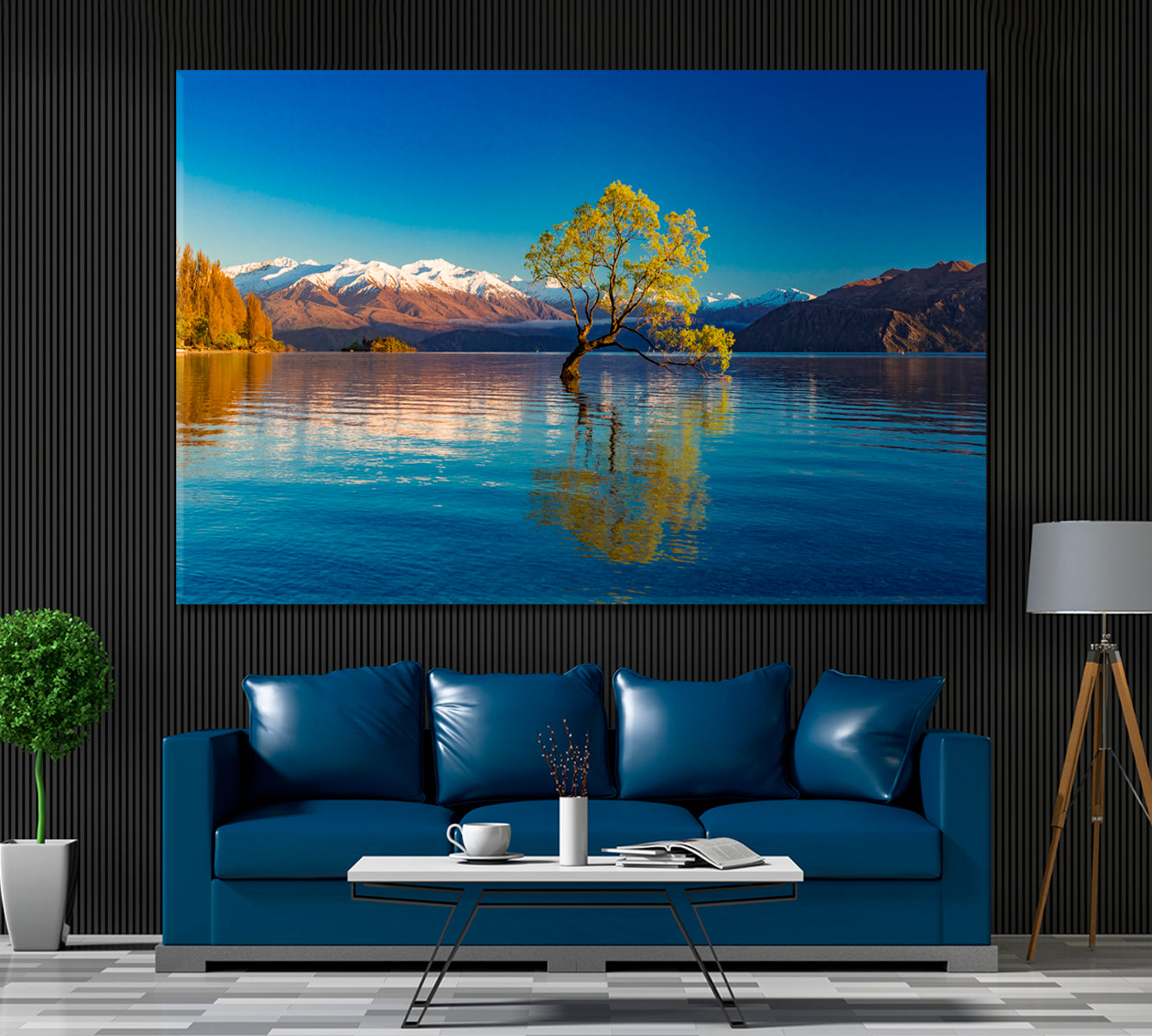 Lonely Tree in Lake Wanaka New Zealand Canvas Print ArtLexy 1 Panel 24"x16" inches 