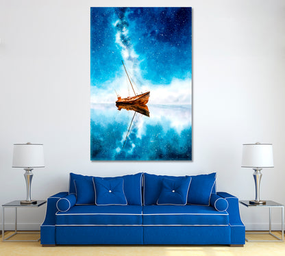 Abandoned Ship with Milky Way Canvas Print ArtLexy   