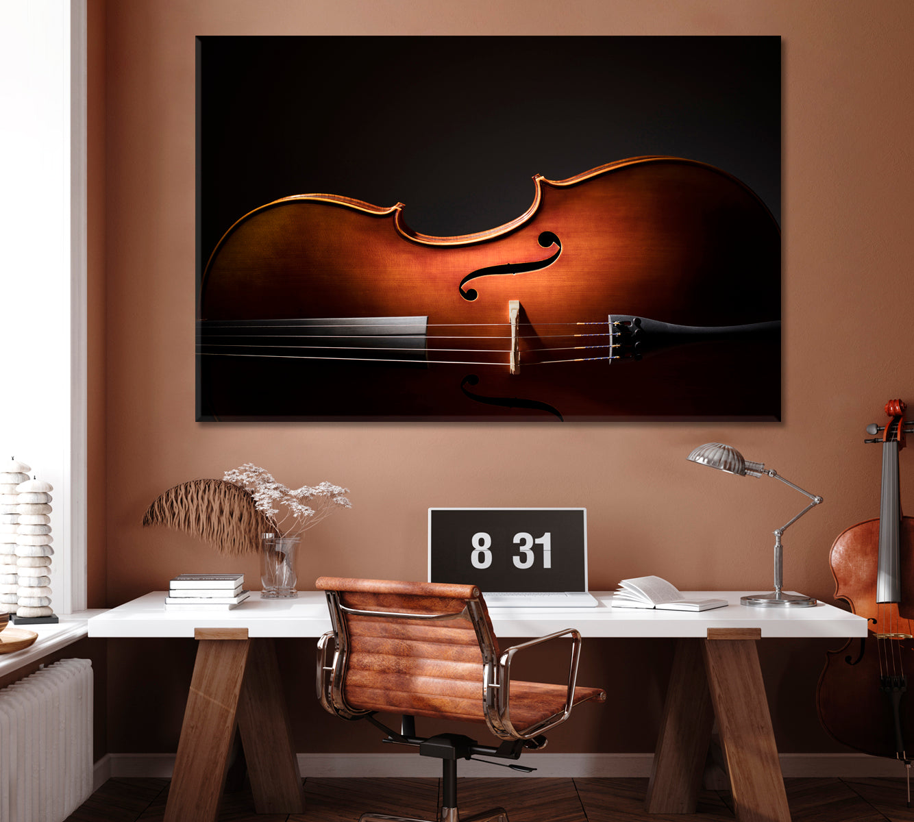 Silhouette of Cello Canvas Print ArtLexy 1 Panel 24"x16" inches 