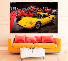 Yellow Ferrari 246 GT Dino Canvas Print ArtLexy 1 Panel 24"x16" inches 