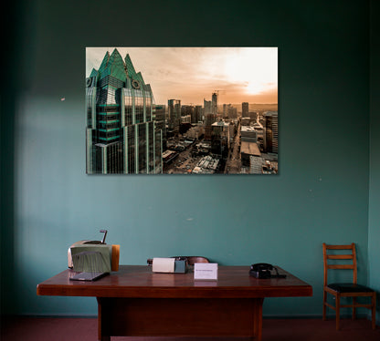 Austin Cityscape at Sunset Canvas Print ArtLexy 1 Panel 24"x16" inches 